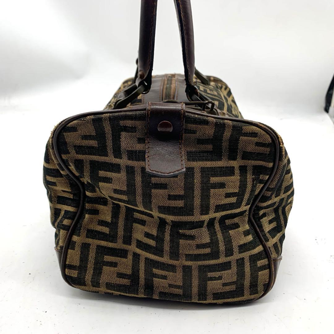 FENDI ズッカ柄 ボストンバッグ　キャンバス　レザー　ヴィンテージ