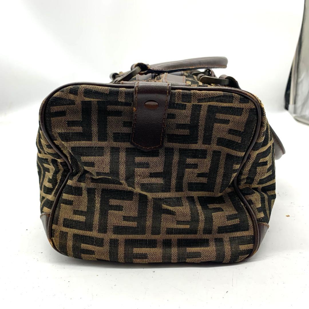 FENDI ズッカ柄 ボストンバッグ　キャンバス　レザー　ヴィンテージ