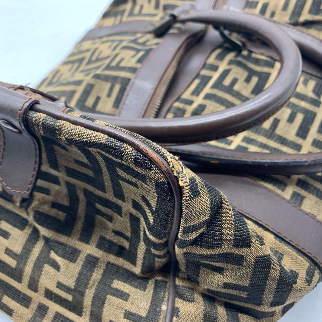 FENDI ズッカ柄 ボストンバッグ　キャンバス　レザー　ヴィンテージ