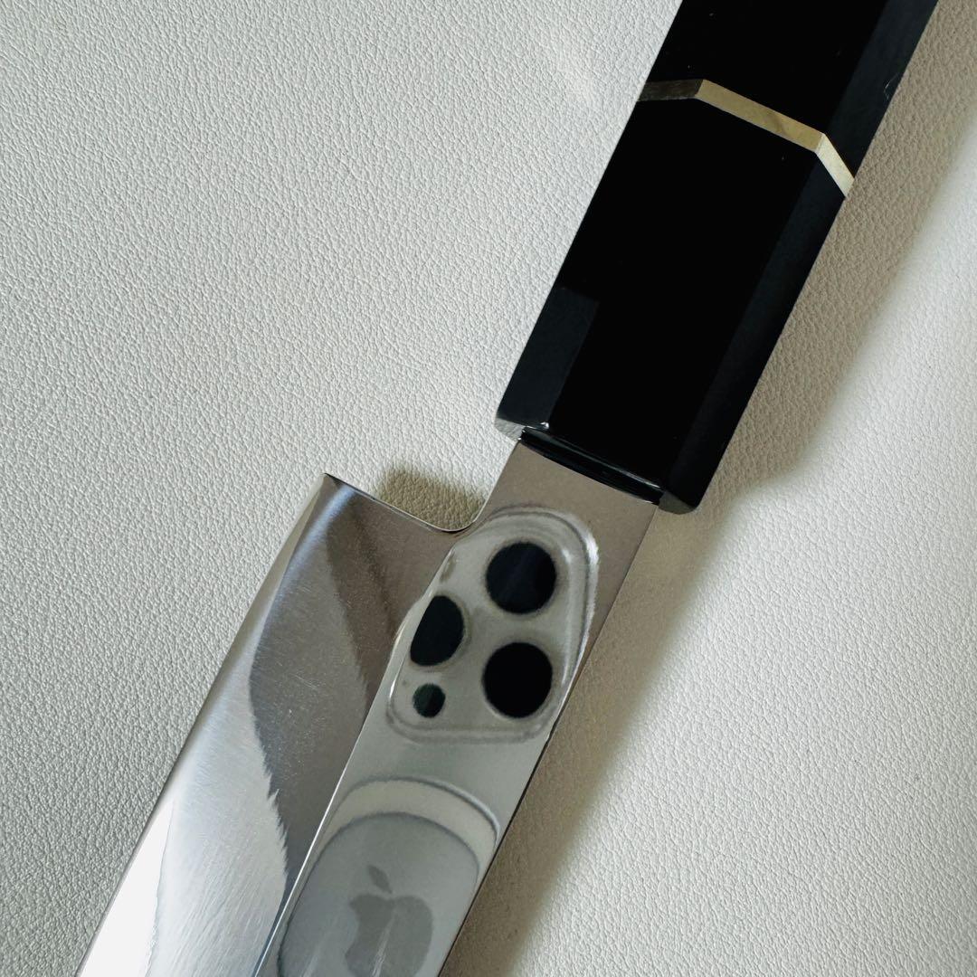 270mm 切付柳刃包丁 本牛角黒檀八角柄 刺身包丁 全鋼　和包丁.-