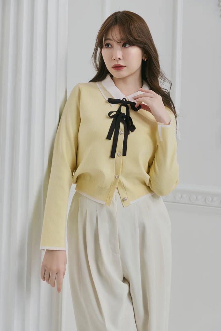 【即完売品！】Lilas Ribbon Knit Cardigan