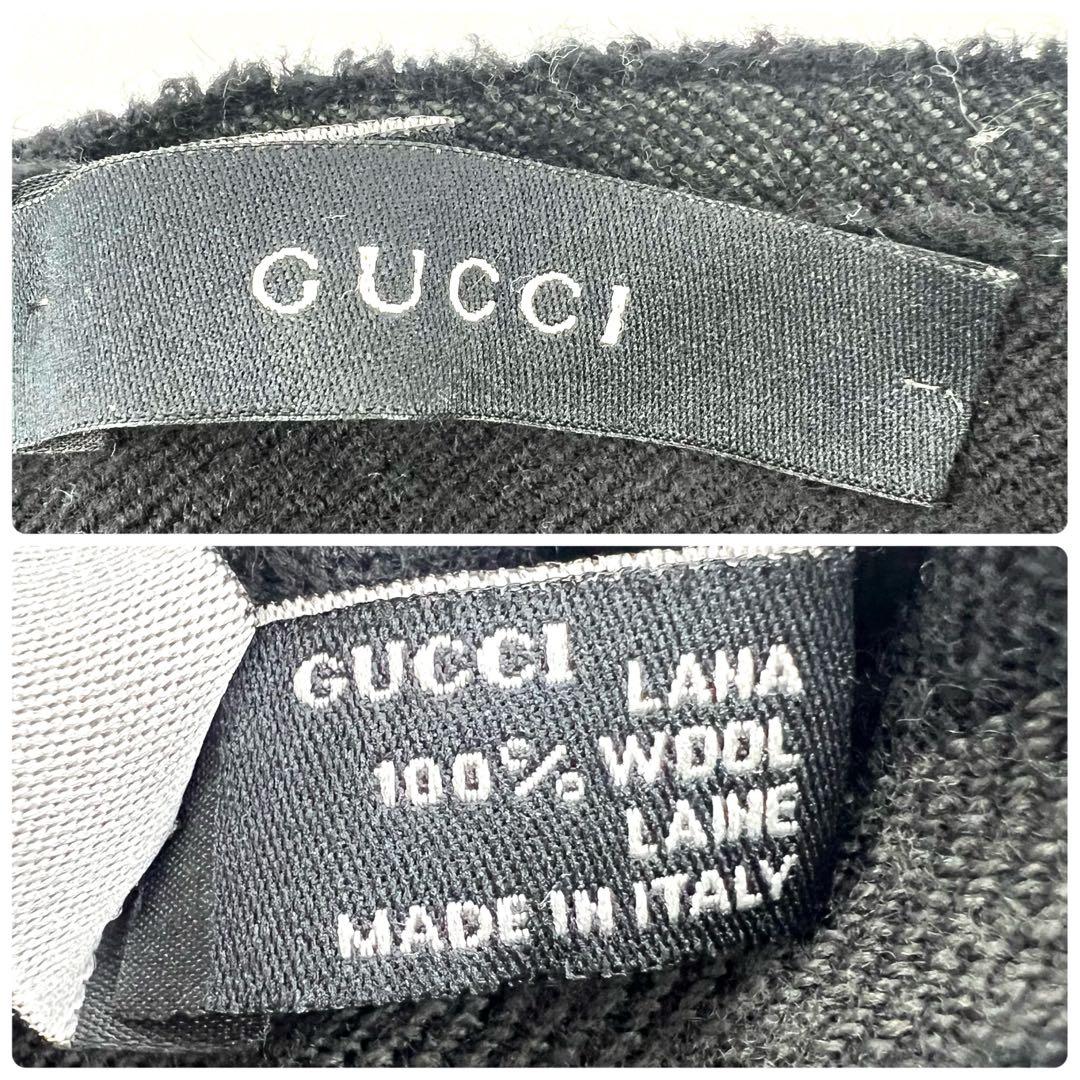 GUCCI　マフラー　GG柄　ロゴグラム　ウール100%　イタリア製　フリンジ