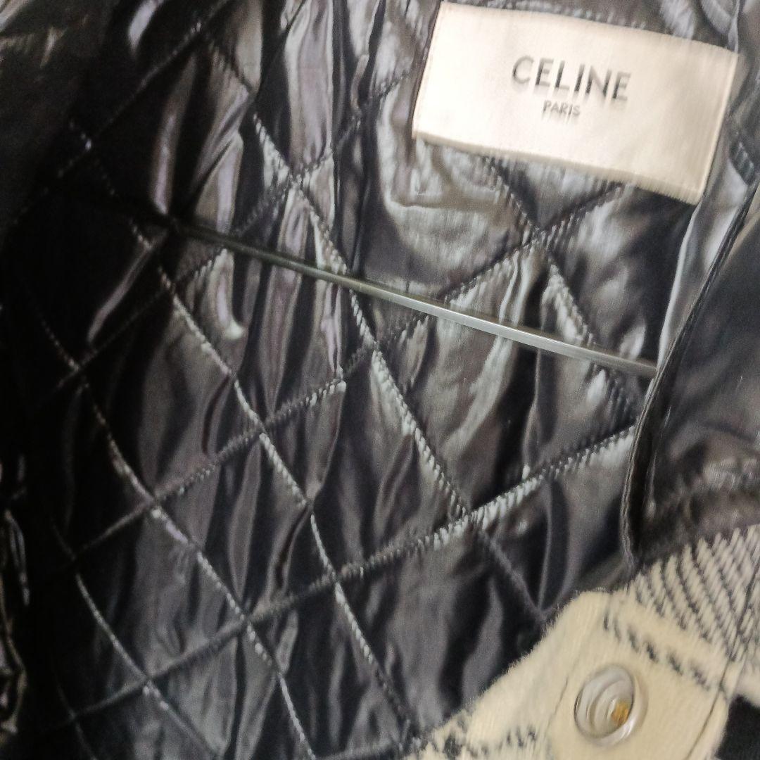 CELINE チェック柄ジャケット フード付48サイズ