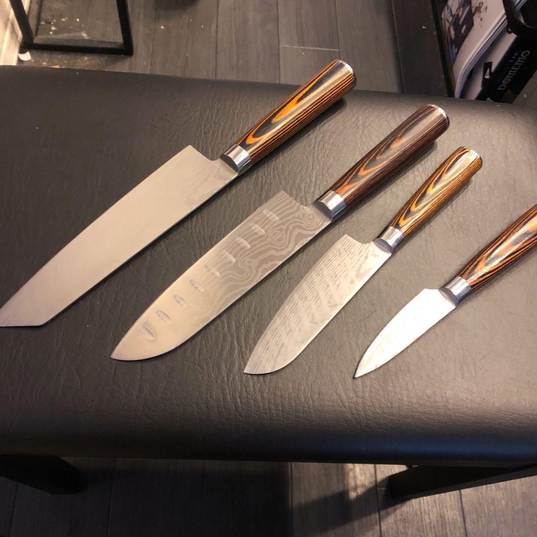 未使用　三徳包丁　ダマスカス　包丁セット　4本セット