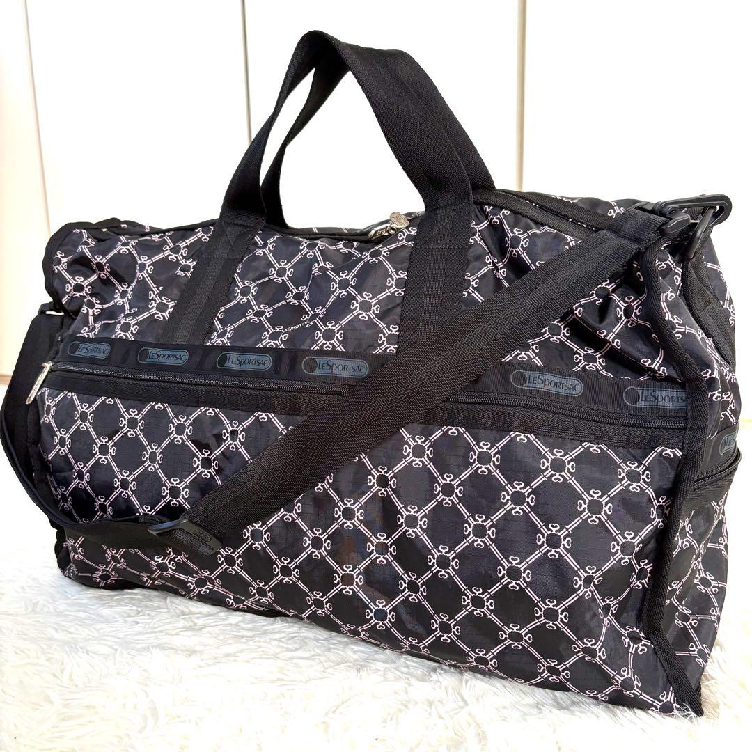 極美品☆レスポートサック ラージウィークエンダー ボストンバッグ　黒　ピンク