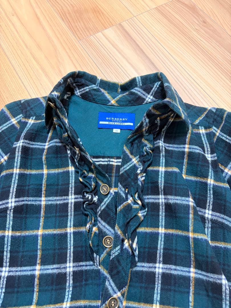 BURBERRY チェック柄 ワンピース 長袖 チェック ワンピース グリーン