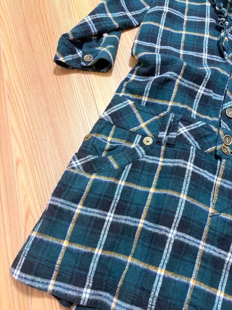 BURBERRY チェック柄 ワンピース 長袖 チェック ワンピース グリーン