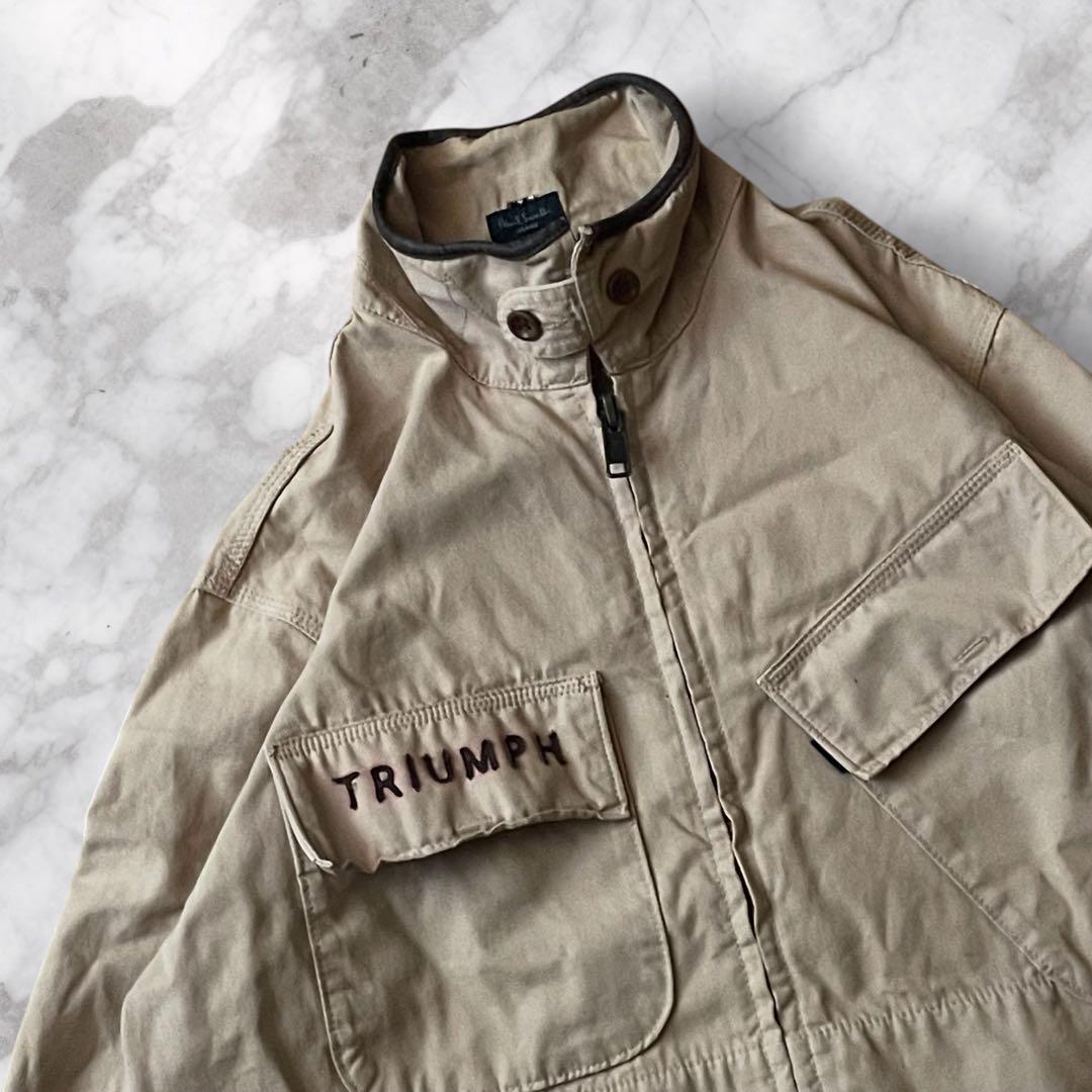 USA古着PaulSmith×Triumphキャンバスジャケット地希少カーキXL