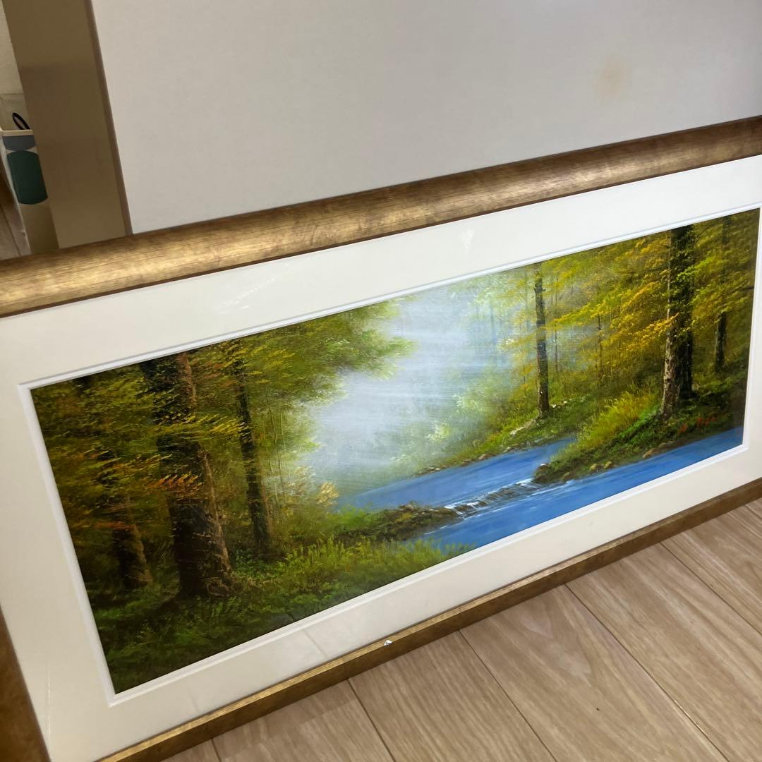 真作　黄金色に輝く陽光 戸田彰　サイン入り　A.Toda 絵画　肉筆　原画　油彩
