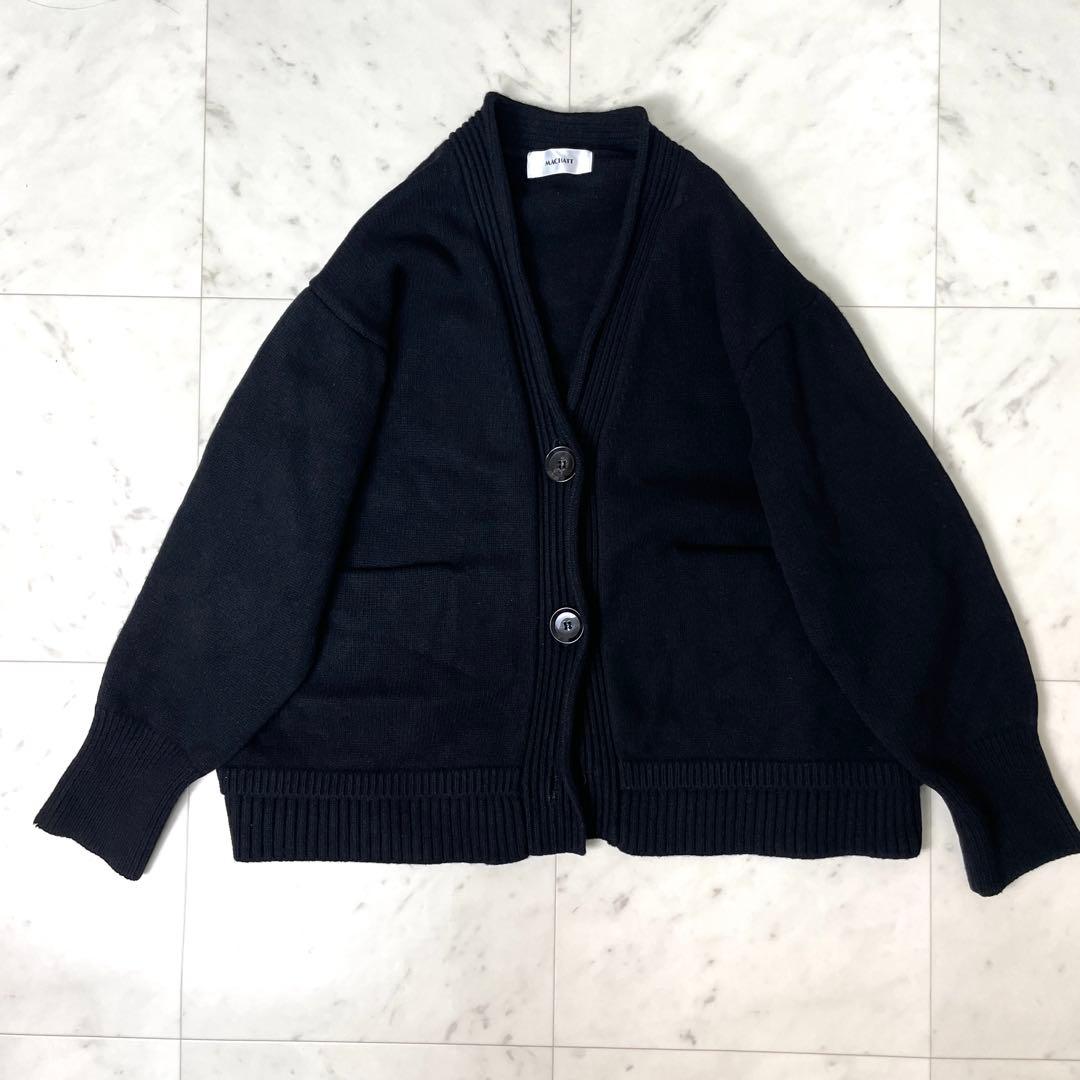 専用【良品】マチャット ウールエルボーパッチカーディガン F 黒