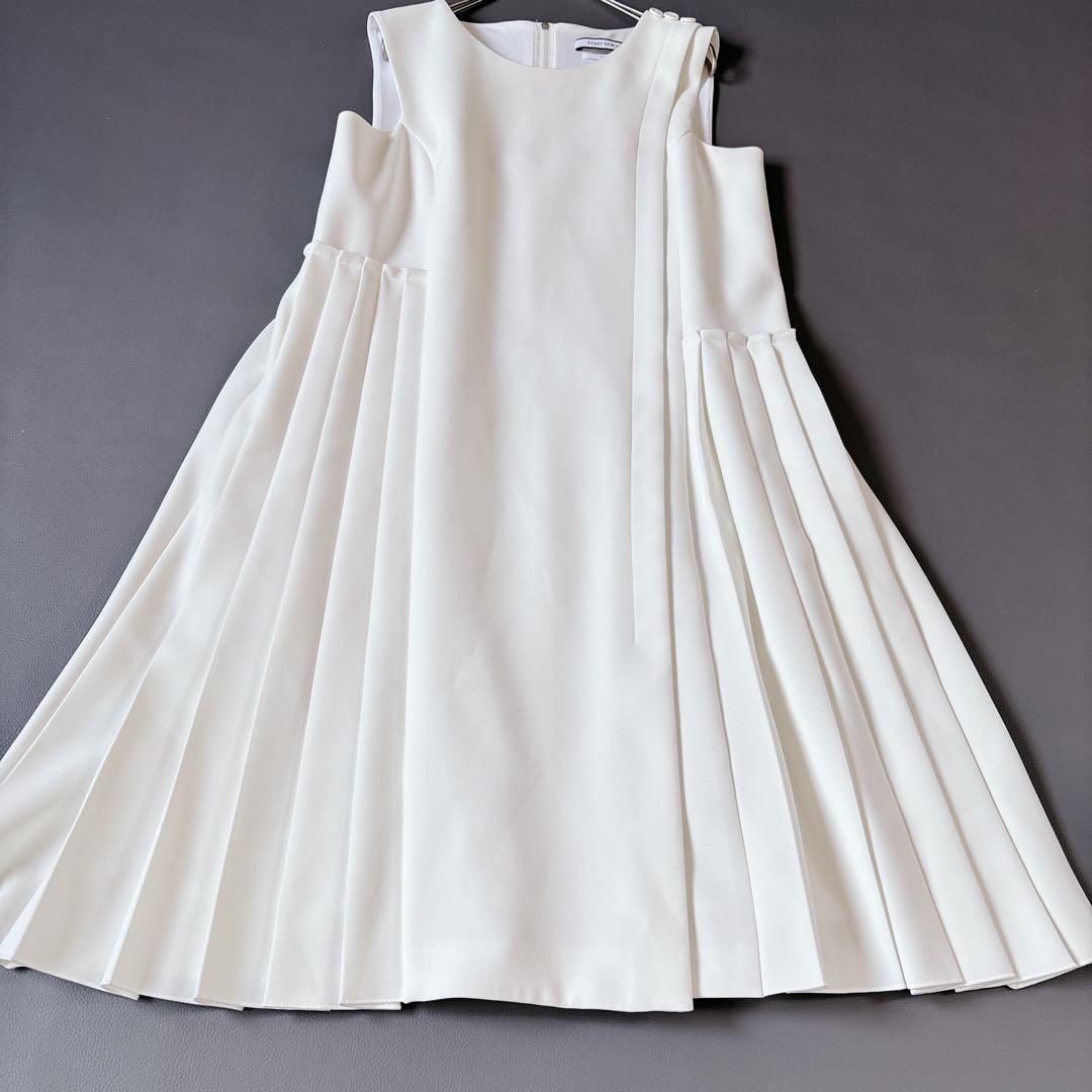 美品♡フォクシー Stretch Suiting Pleat Dress 白色