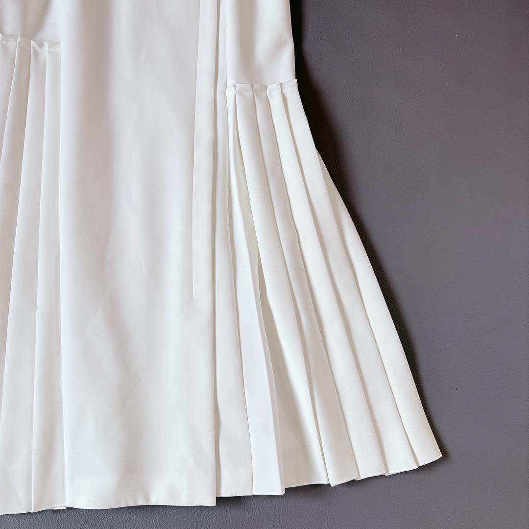 美品♡フォクシー Stretch Suiting Pleat Dress 白色