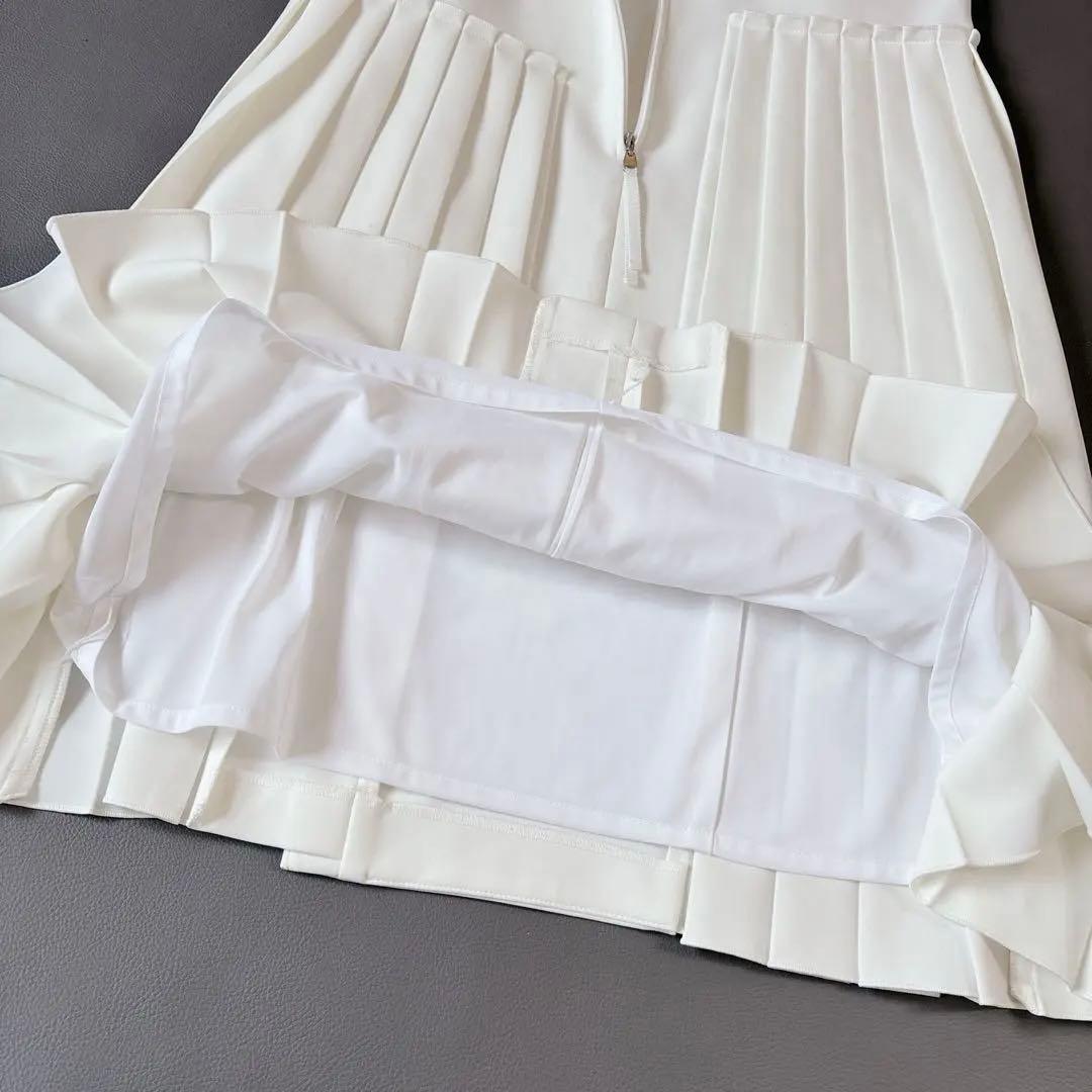 美品♡フォクシー Stretch Suiting Pleat Dress 白色