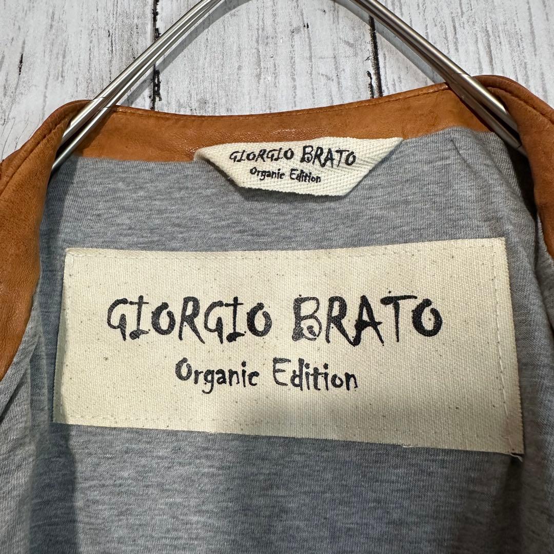 【GIORGIOBRATO☆ラムレザーベスト】羊革☆本革☆40☆ブラウン