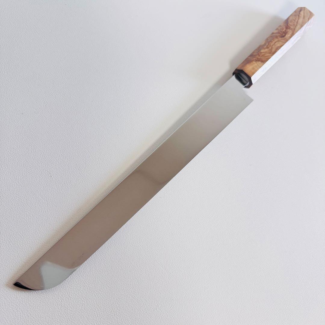 270mm 先丸　柳刃包丁 鏡面　オリーブウッド八角柄 刺身包丁 全鋼