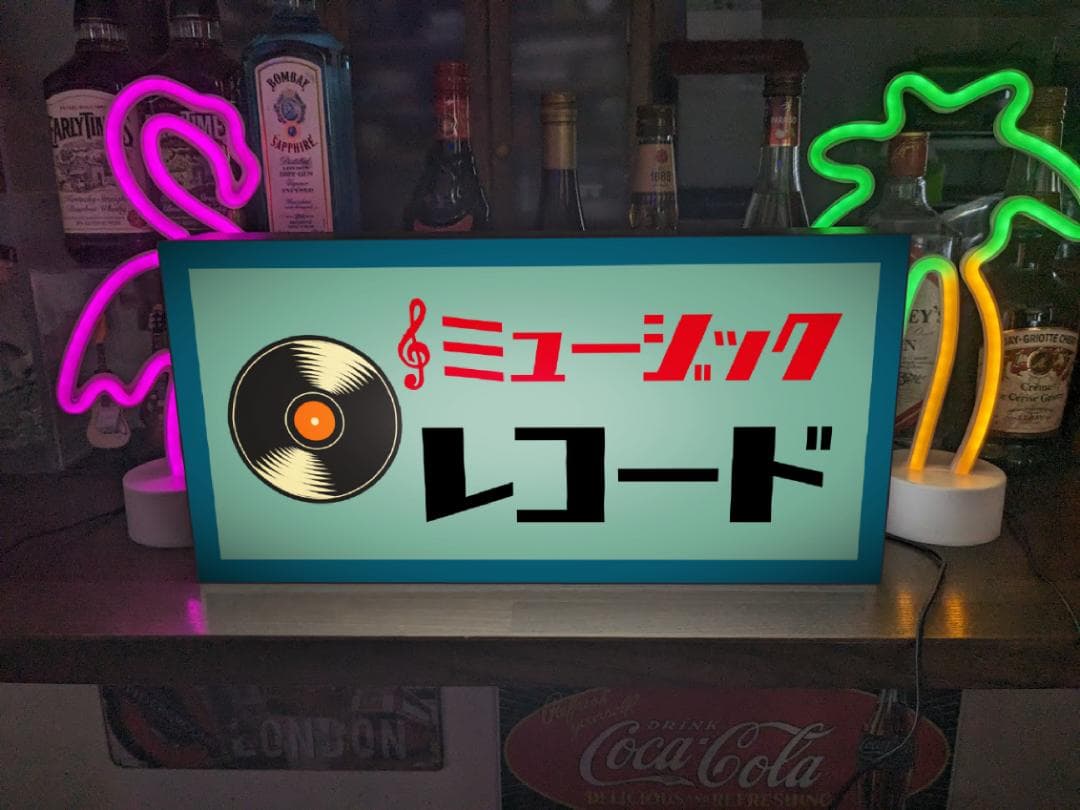 【Lサイズ】レコード ミュージック CD 音楽 看板 置物 雑貨 ライトBOX