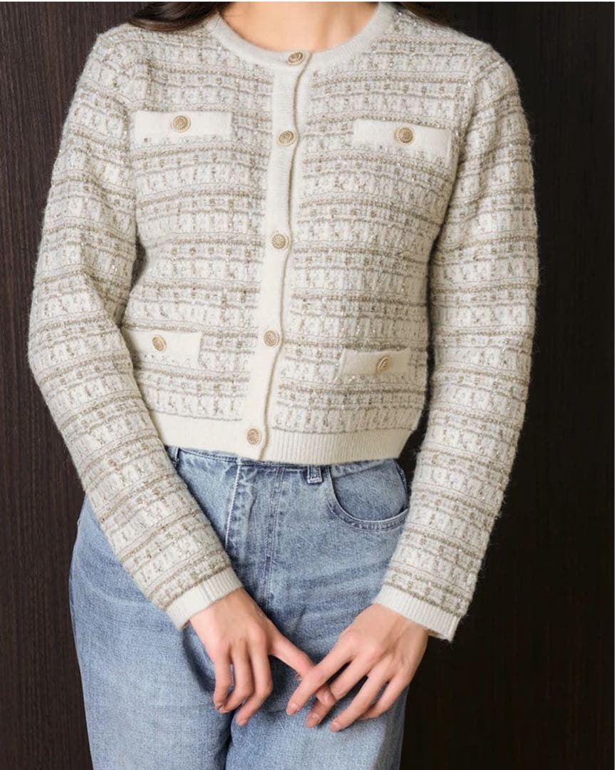 トップス herlipto bristol tweed knit cardigan
