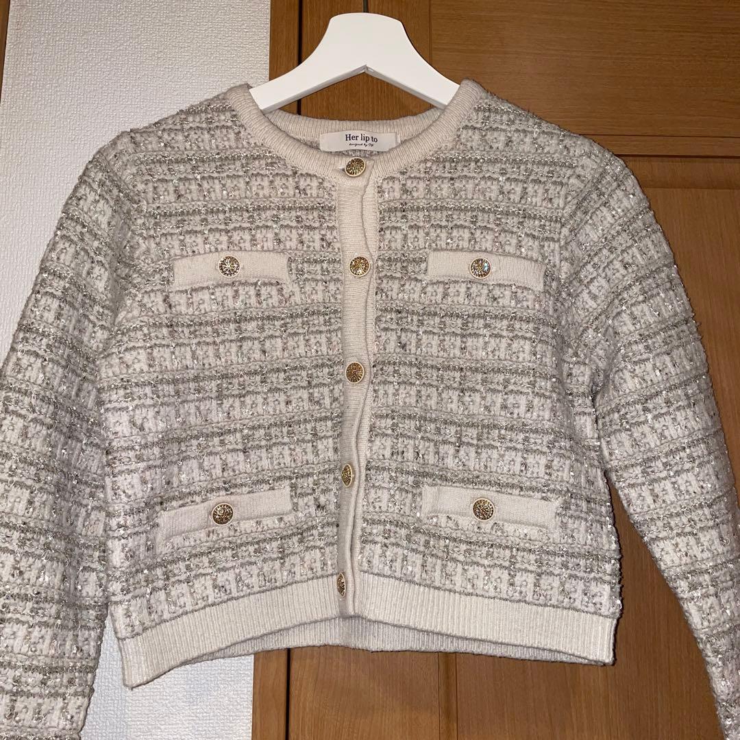 トップス herlipto bristol tweed knit cardigan