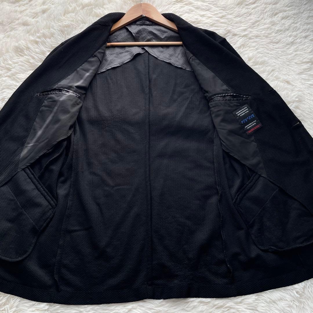 美品✨ニコル　テーラードジャケット　凸凹生地　ストレッチ　洗える　黒　XL