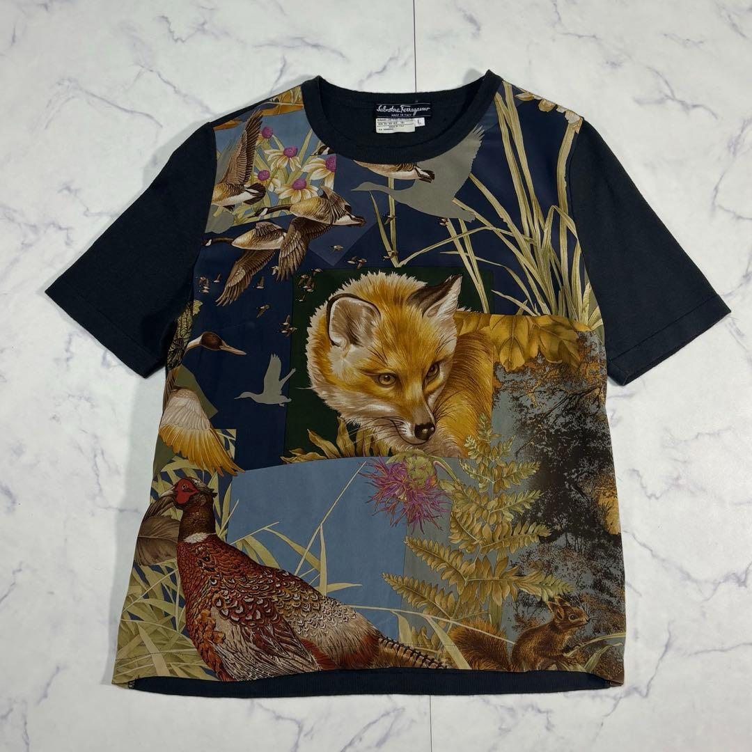 Salvatore Ferragamo シルク ニット アニマル カットソー