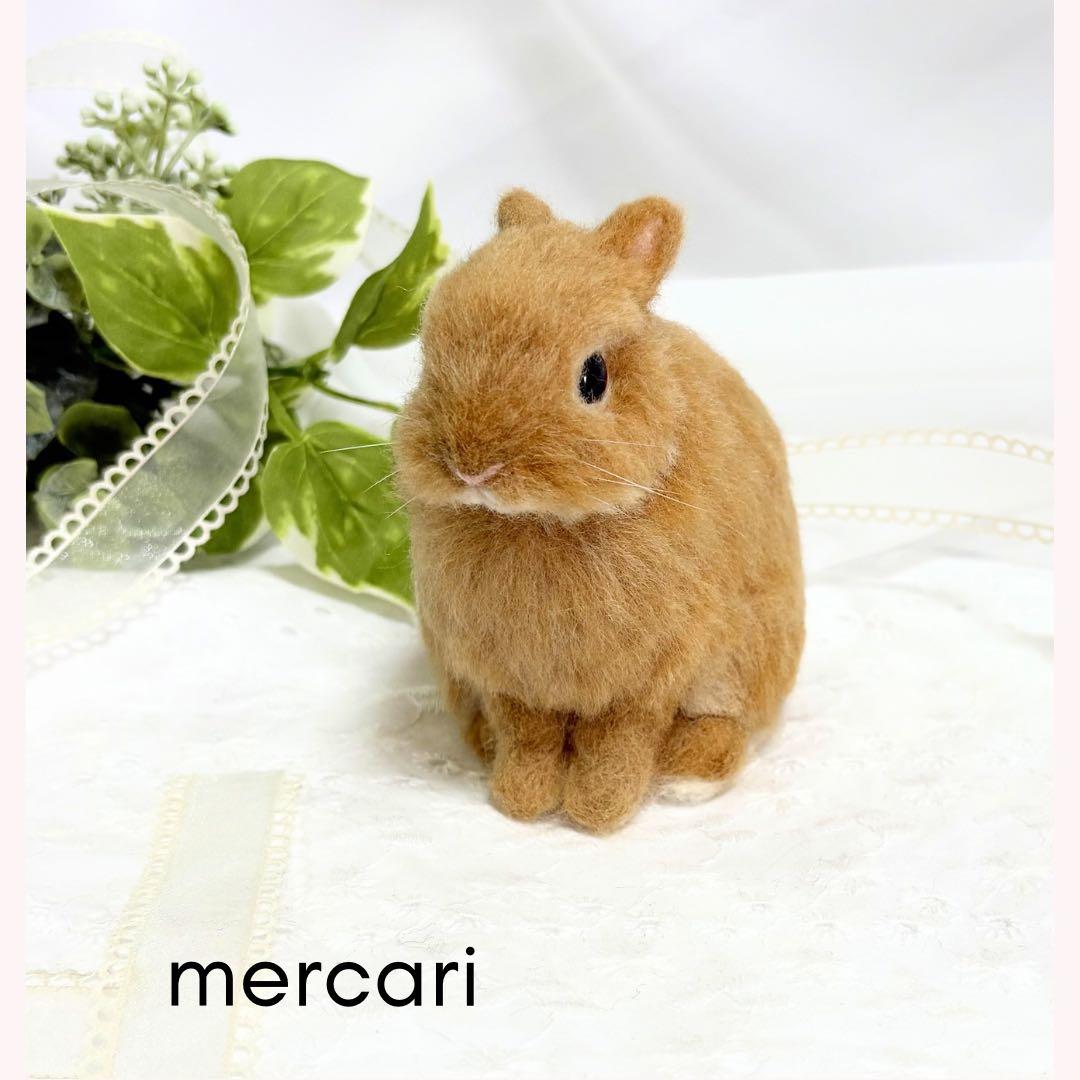 羊毛フェルト　うさぎ　ネザーランドドワーフ　オレンジ系