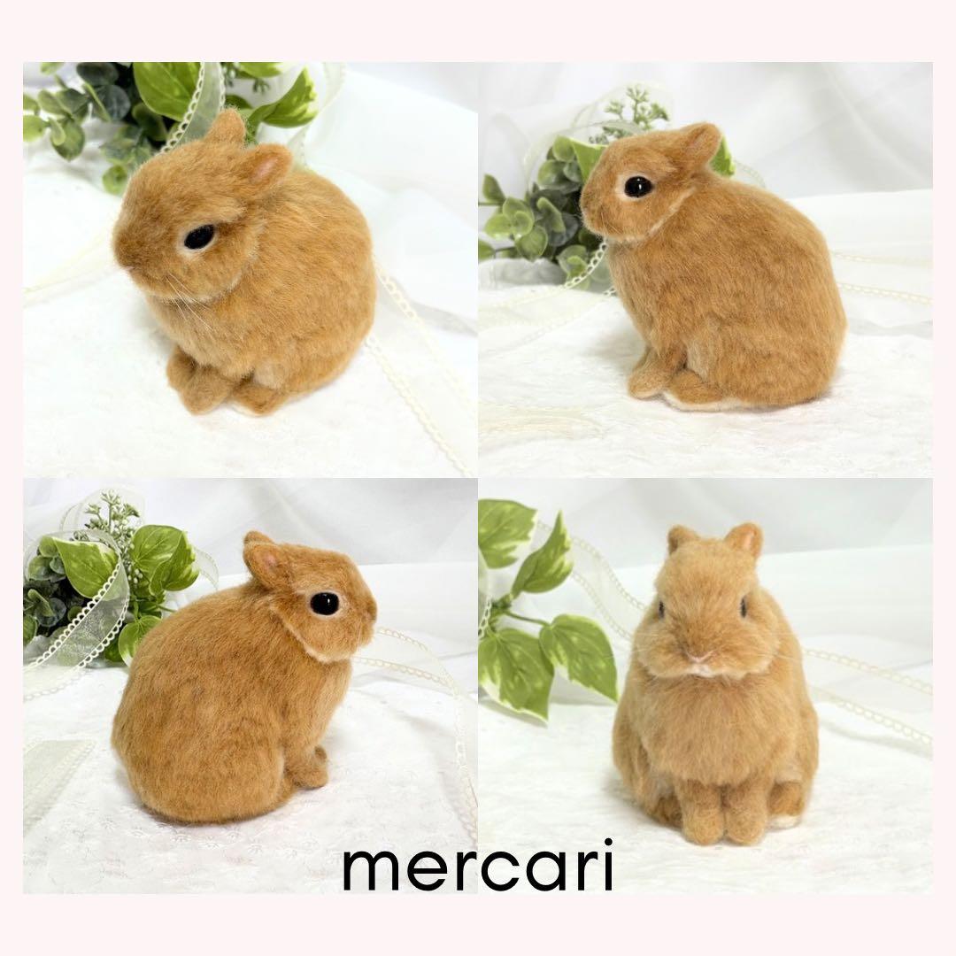 羊毛フェルト　うさぎ　ネザーランドドワーフ　オレンジ系