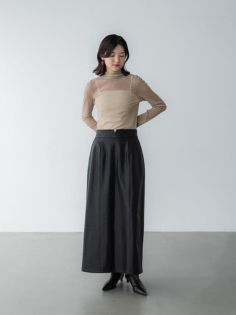 【crewre】フェイクレザーナロースカート　ブラック　size2