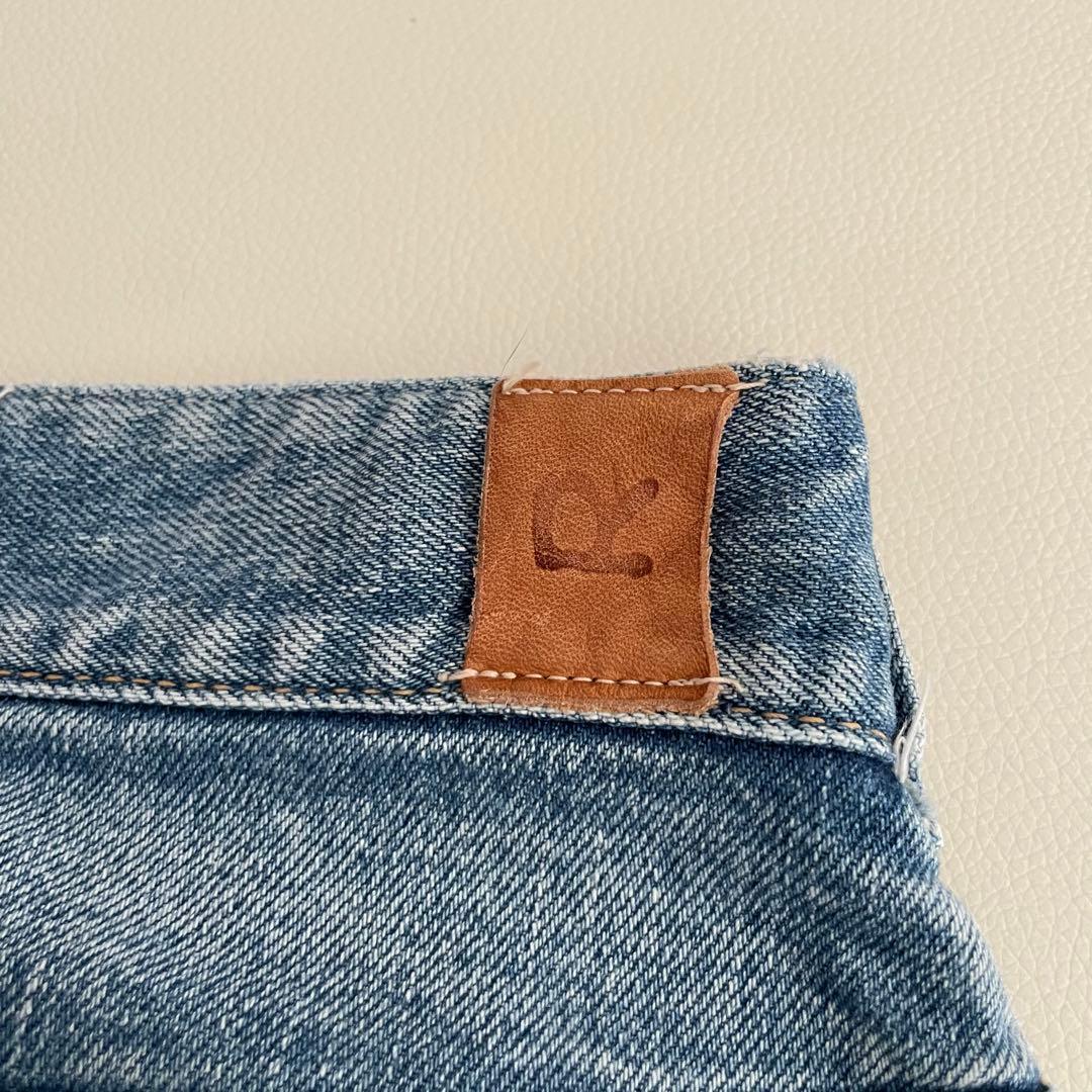 美品✨45R ライ麦ストレッチデニムのNEW桃比女（加工） テーパード　R刺繍