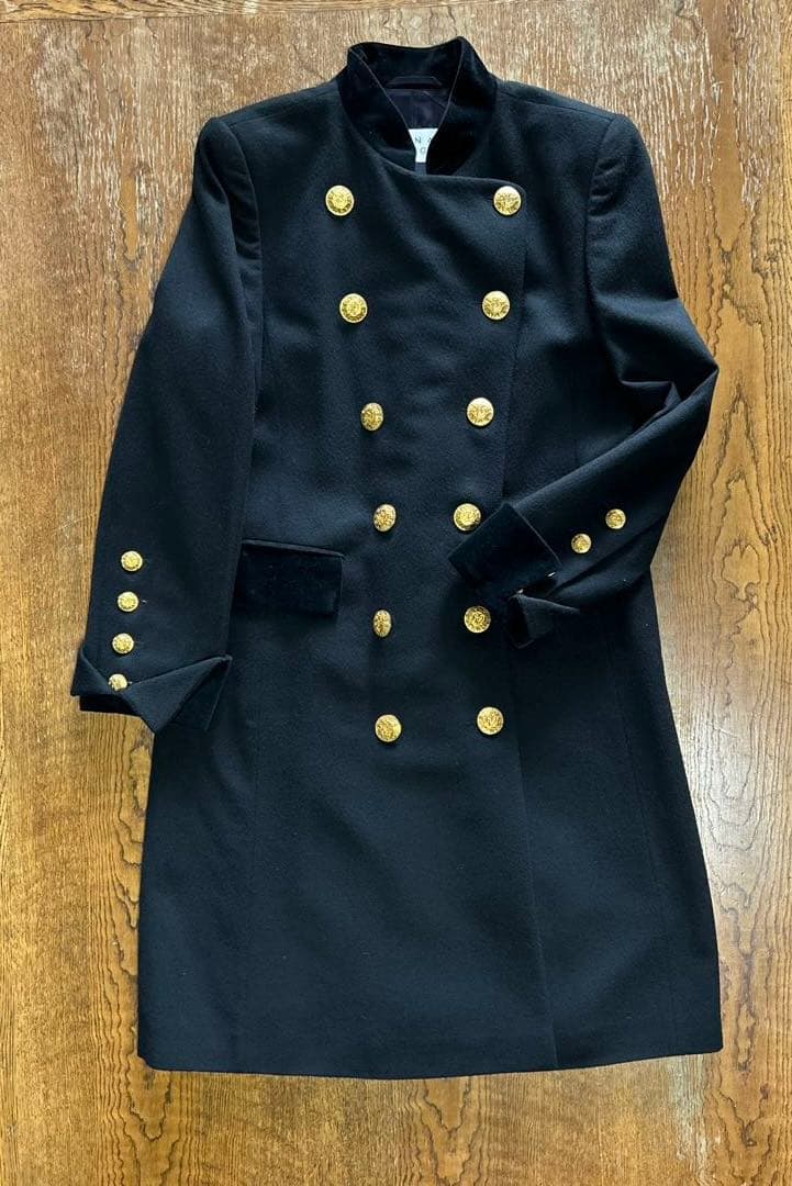 レナランゲ ドイツ製 ウール×カシミヤ ロングコート 黒 金ボタン
