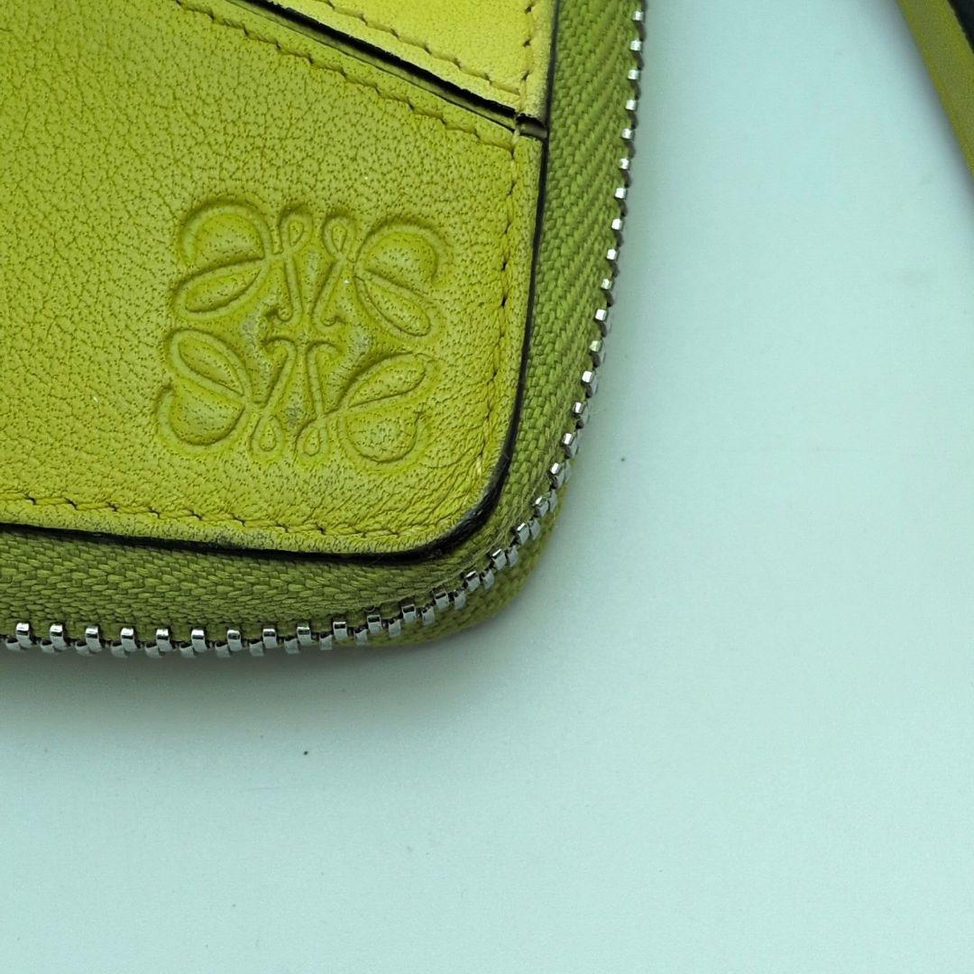 【極美品】LOEWE パズル コンパクト2つ折り 財布　ラウンドジップイエロー系