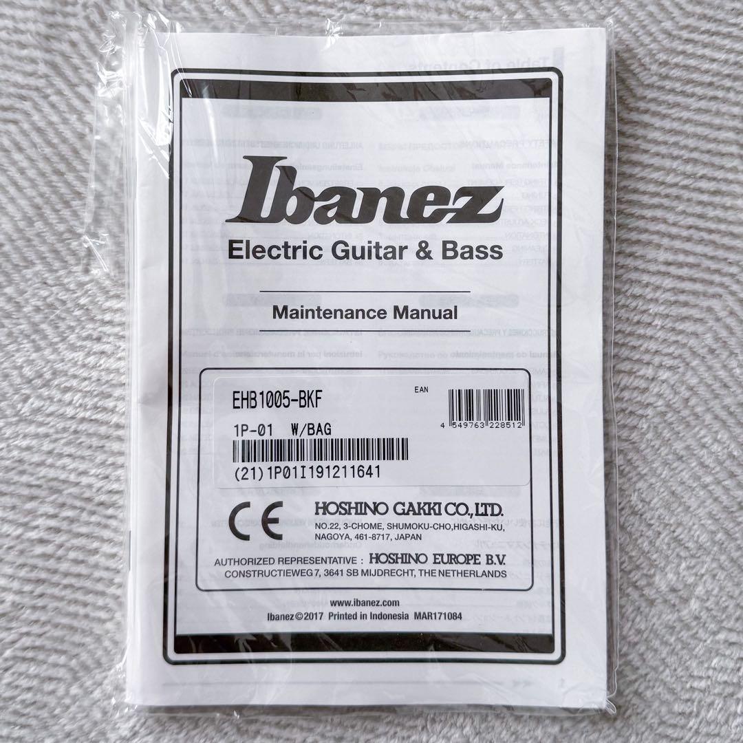 Ibanez EHB1005-BKF 5弦ベース＋純正ギグバッグ＋フレットラップ