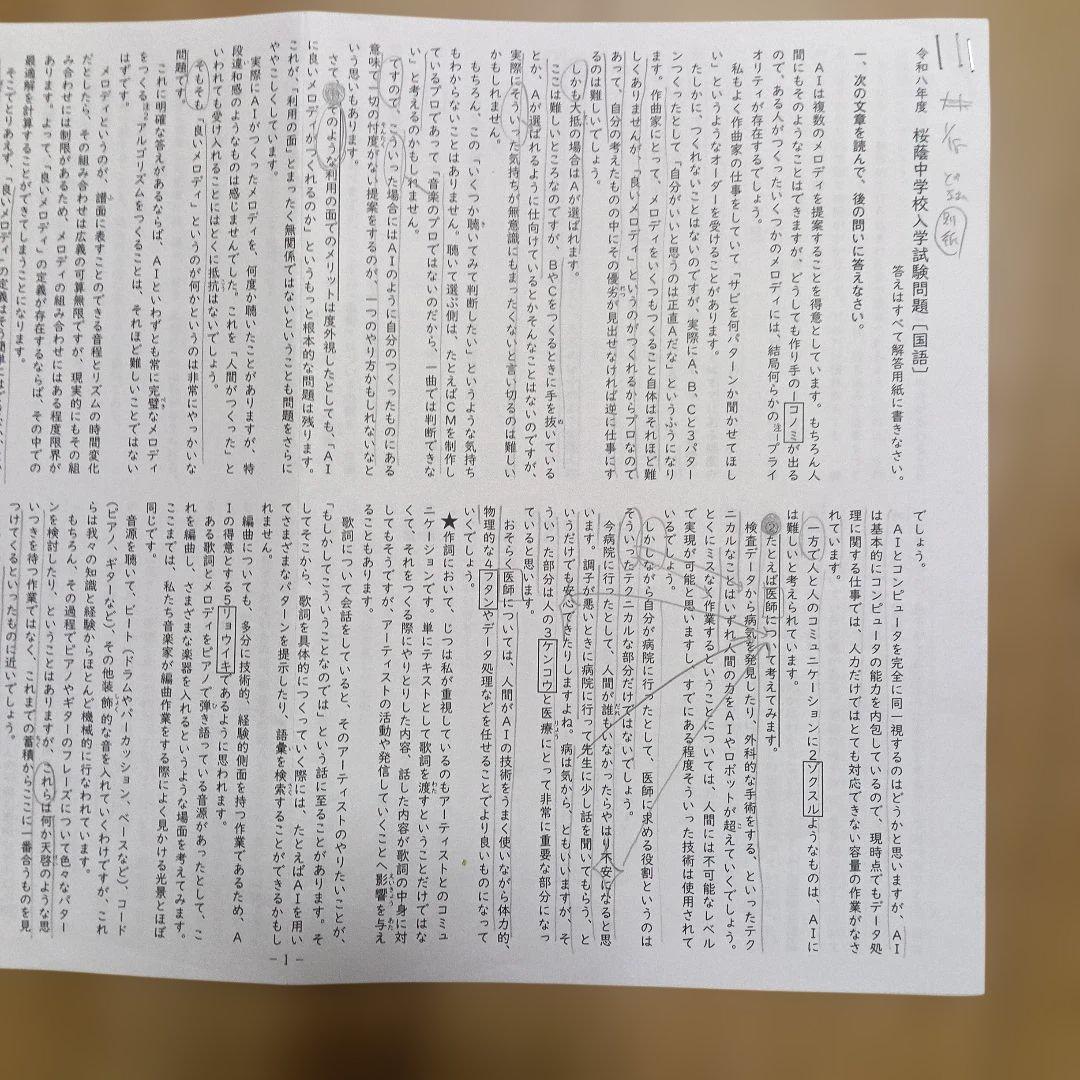 NN桜蔭5本勝負5セット問題＋解答解説
