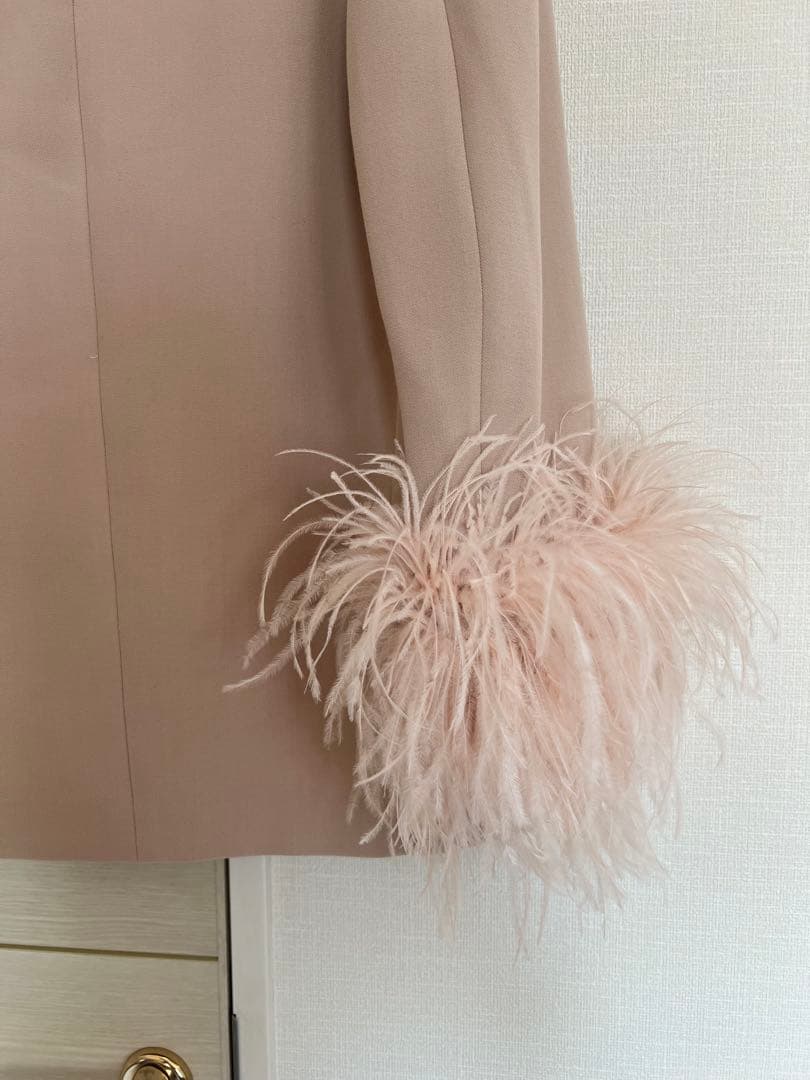 ZARA フェザー ファー テーラード ジャケット ブレザー 羽 ピンク M