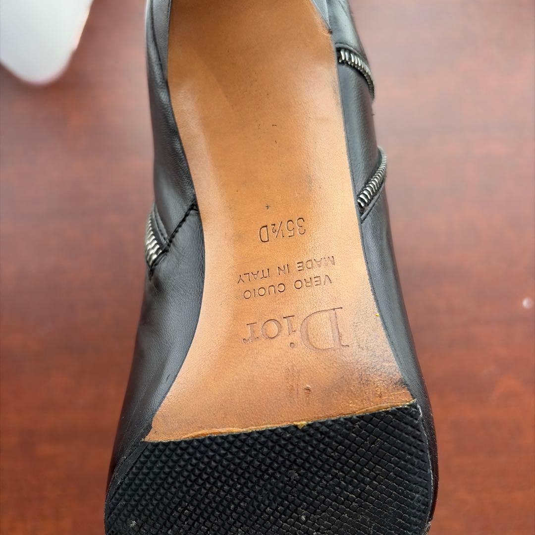 Christian Dior レザー ショート ブーツ ブラック ディオール 黒