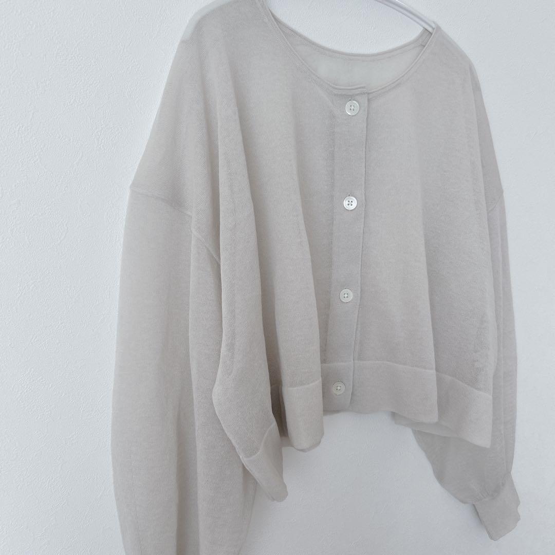 IENA FILMY COTTONカーディガン グレー　シアーカーディガン　白
