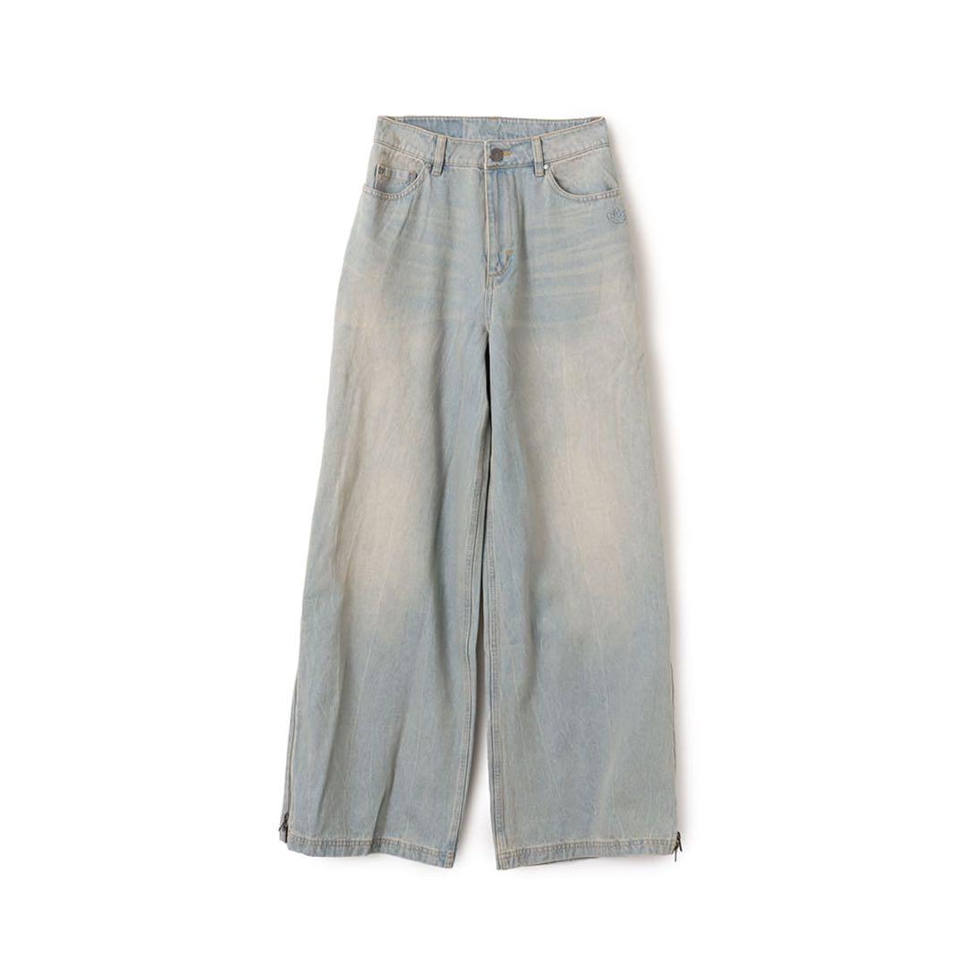 あか31インチadidasサイドジップデニムパンツ