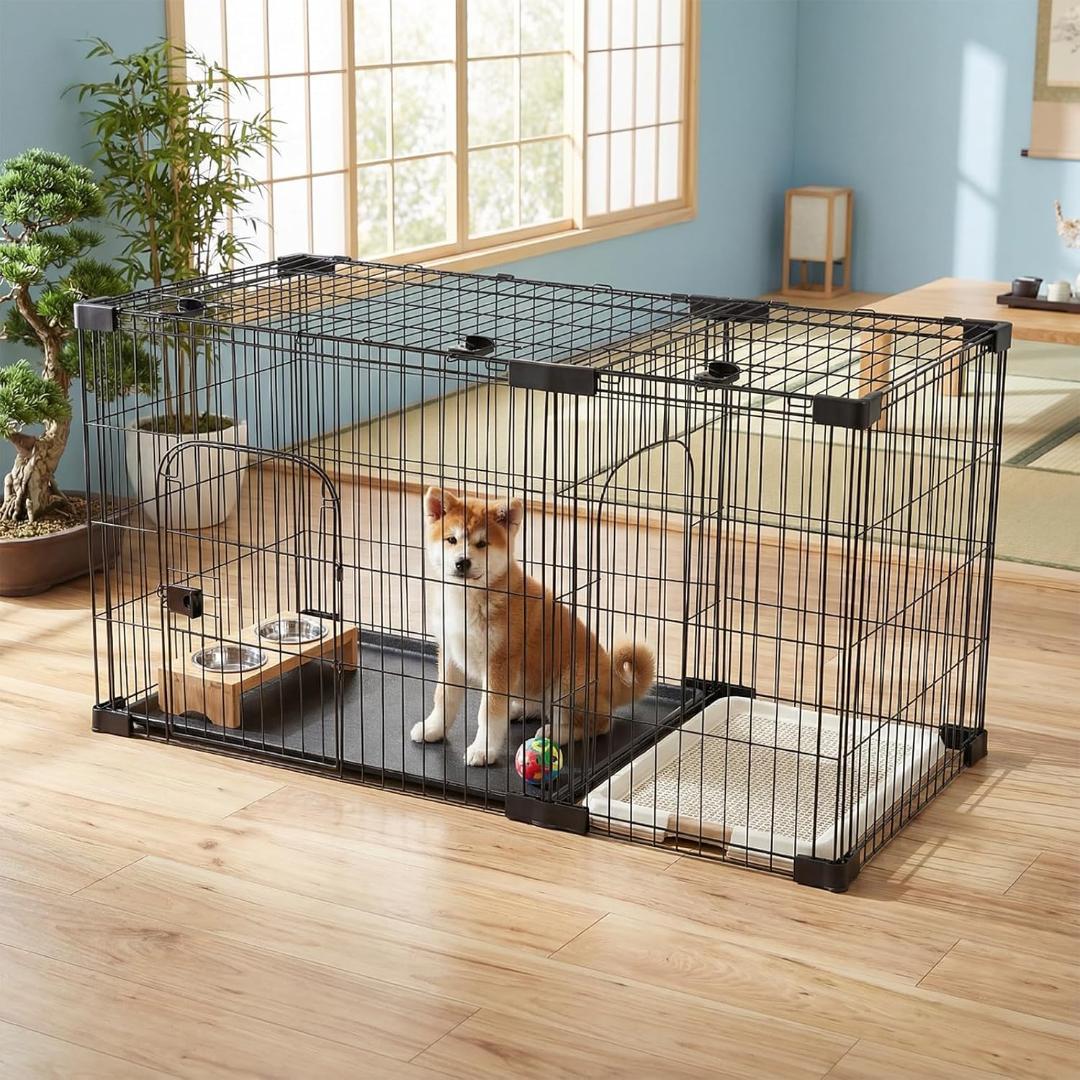 犬用 ペットケージ ペットサークル 屋根 トイレ付き 室内外兼用