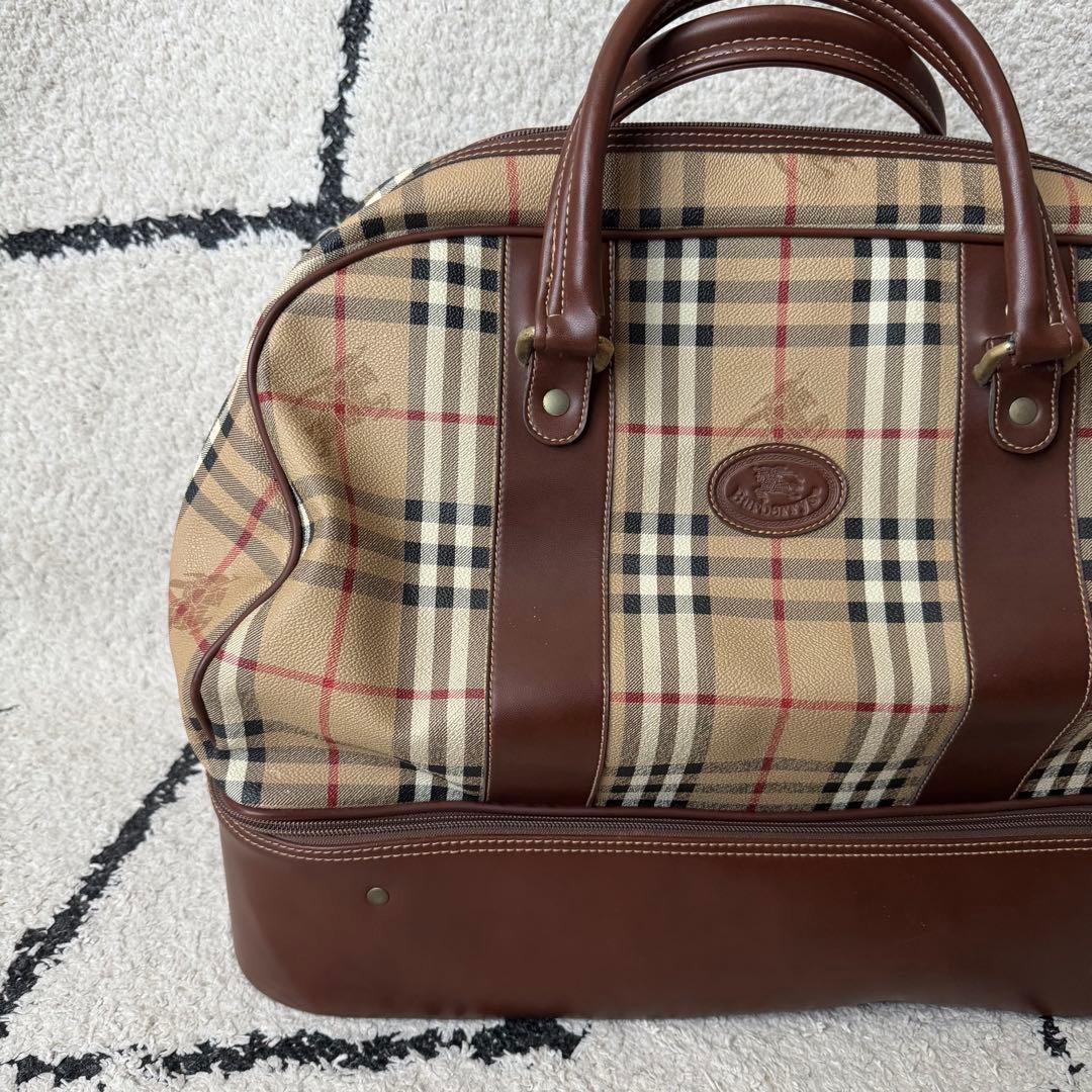 極美品　burberrys ボストンバッグ　ノバチェック　ホースロゴ　レザー