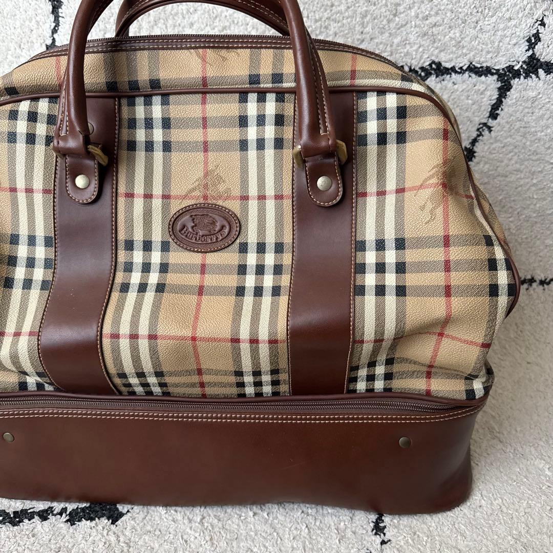 極美品　burberrys ボストンバッグ　ノバチェック　ホースロゴ　レザー