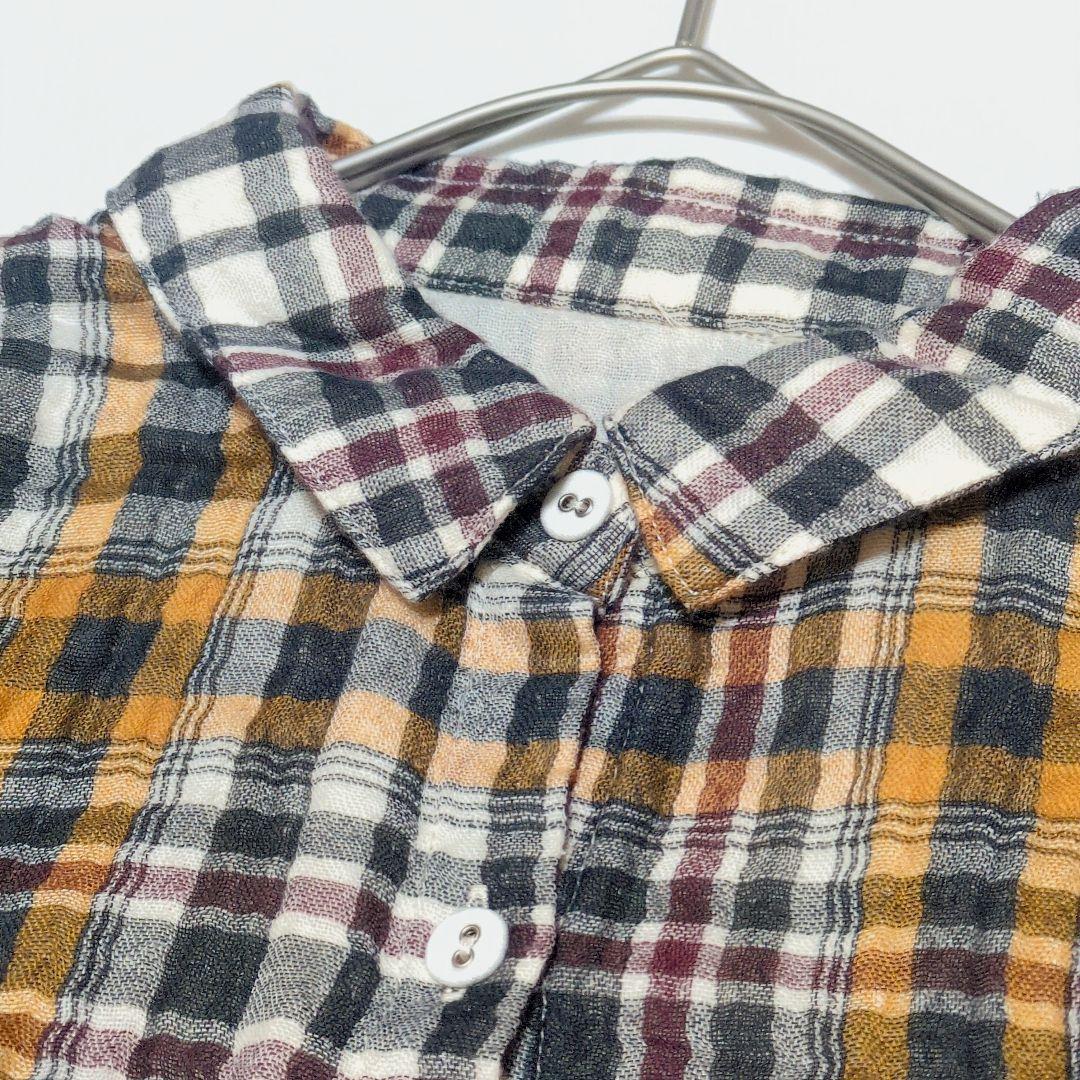 UCHINO　ガーゼ　シャツ　ワンピース　チュニック　チェック　長袖　M