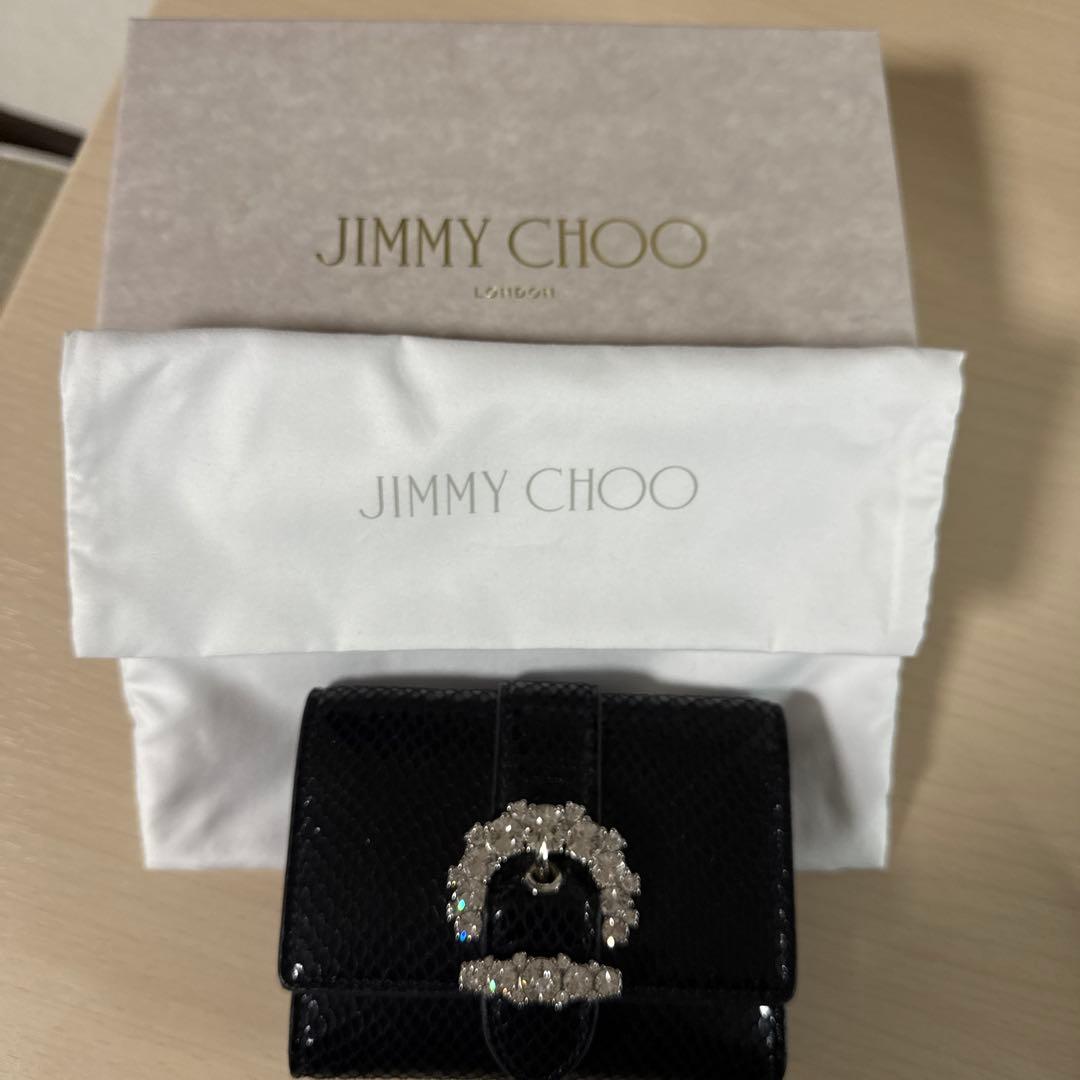 JIMMY CHOO ブラックレザー三つ折り財布