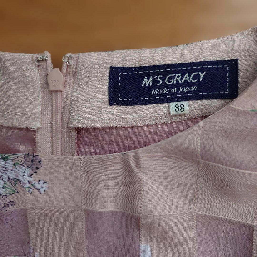 M'S GRACY 花柄チェックワンピース 38
