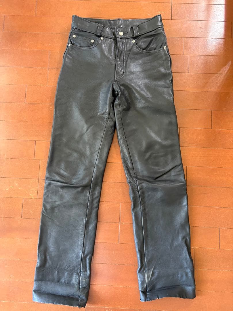 最終Schott ショット レザーパンツ 600 黒 サイズ28 本革 USA製