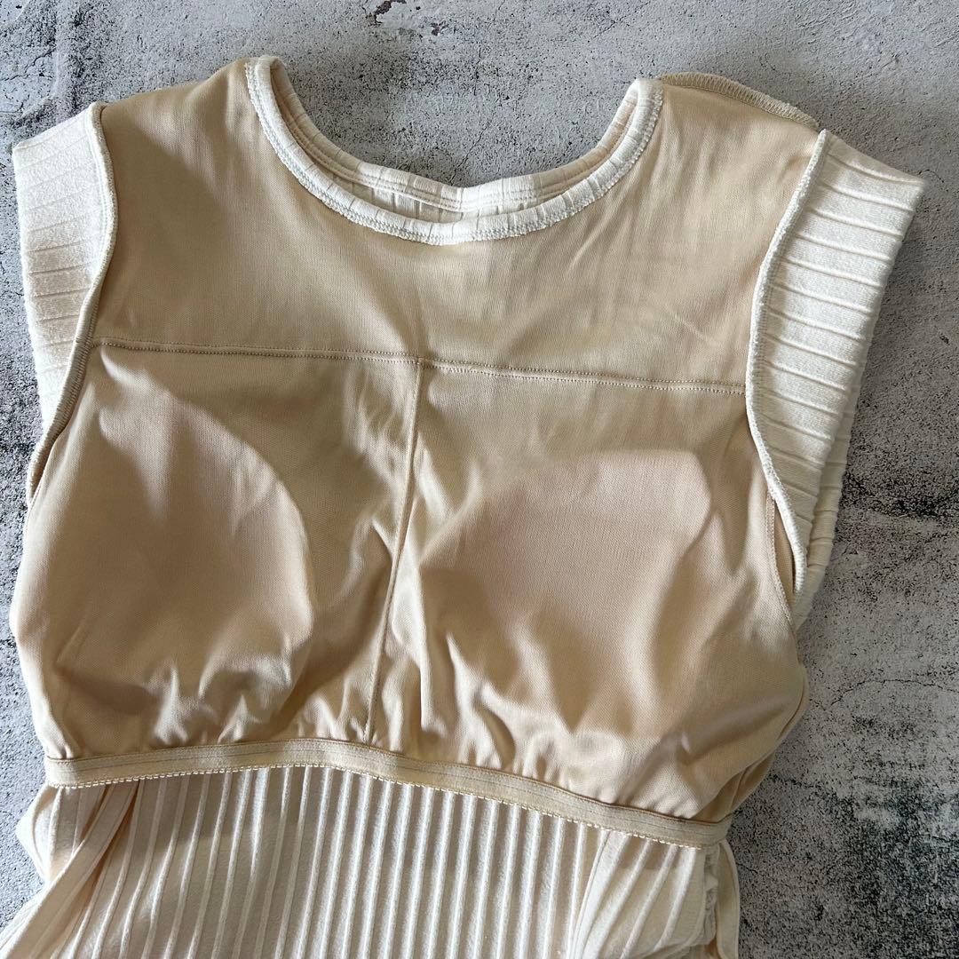 新品 タグ無し サイド 紐ギャザー タンク 2セット 水着 クリーム M