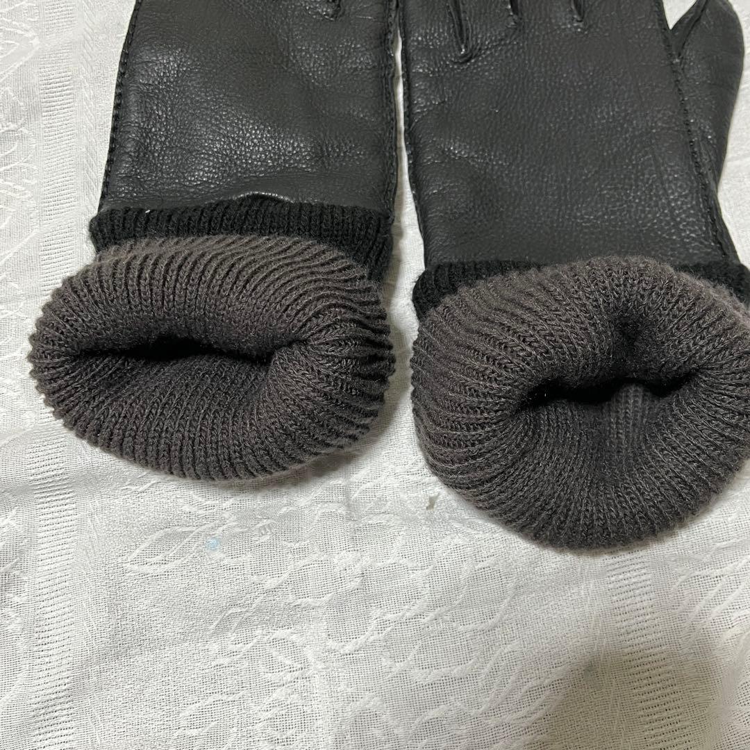 希少　ワイズフォーメン　y's for men レザー　ニット　手袋　黒