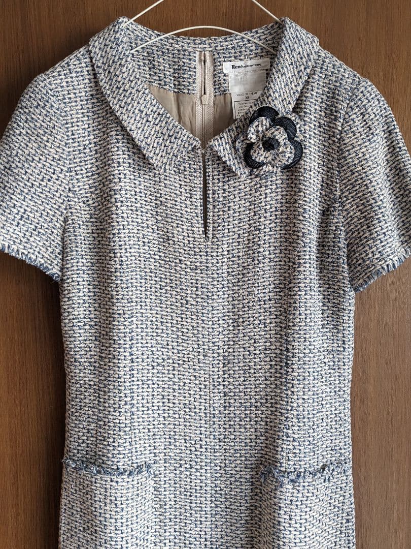 Capri René 麻絹ツイード 半袖ワンピース美品