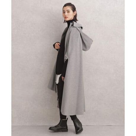 新品 タグ付き ナノユニバース ロングケープコート 38 Mサイズ グレー
