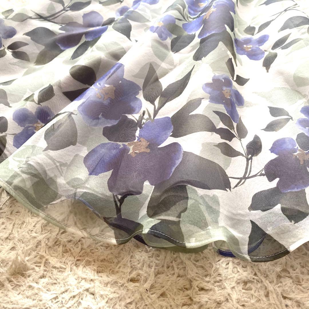 美品✨エムズグレイシー　ワンピース　花柄　シフォン　リボンベルト　38 M
