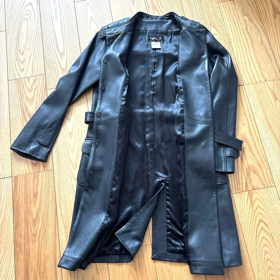Agnes b. SPECIAL ラムレザーコート ブラック 仏製　<美品>