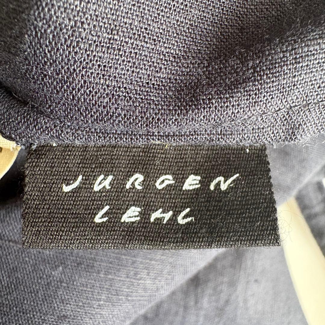 JURGEN LEHL 巻きスカート ネイビー M 麻綿 タックフレア